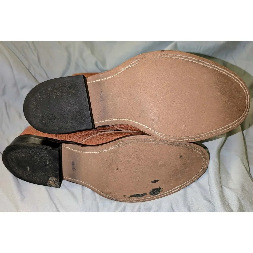 Laredo Packer Boots Pebbled Leather Lace Up Men 9 EE Made in USA Vintage